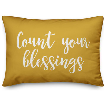Count Your Blessings Lumbar Pillow, Mustard, 14"x20"
