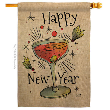 Cheers Happy New Year Winter New Year House Flag