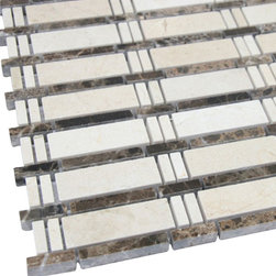 Beige and Dark Emperador Bamboo Mosaic Marble Tiles - Home Accessories & Decor