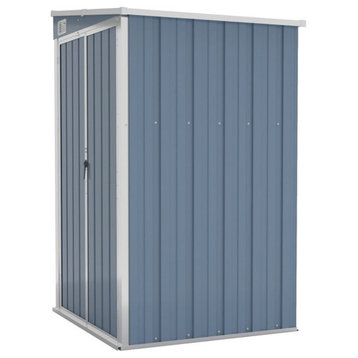 vidaXL Storage Shed Wall-mounted Outdoor Garden Shed Gray Galvanized Steel