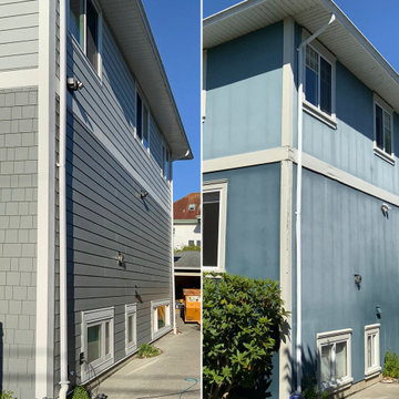 Before (right) & After (left) - JH Shingle (7" reveal) Panel Straight Edge, Ceda
