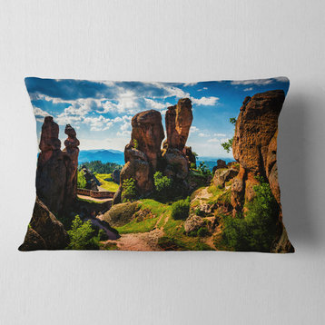 Belogradchik City Fortress and Cliffs Landscape Printed Throw Pillow, 12"x20"
