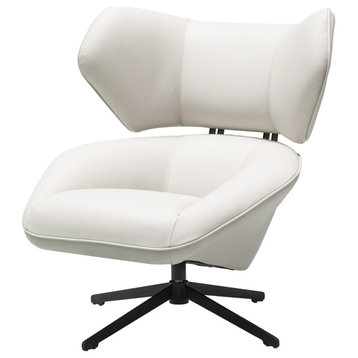Kyle 100% Top Grain Leather Swivel Chair, White