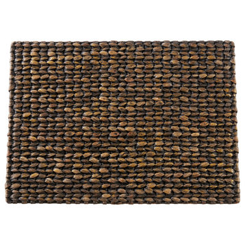 Water Hyacinth Woven Placemats, Set of 4, 14"x19", Black