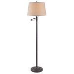 Kenroy Home - Riverside Swing Arm Floor Lamp, Copper - This floor lamp's traditional reeded candlestick base is brought up to date by an oatmeal tapered drum shade and the unique warm tones in its copper bronze finish. With a wide range of motion thanks to its swing arm construction, this floor lamp provides easy and accessible illumination options, simply position the swing arm where you need it, when you need it and tuck it away when your task is complete. With a slim profile perfect for tucking behind furniture, this floor lamp is perfect for minimalist living rooms or small space apartments thanks to its function-forward design and stylish classic looks.