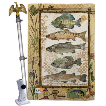 Fishing Adventures Nature Outdoor House Flag Set