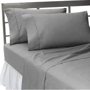 400TC 100% Egyptian Cotton Solid Elephant Gray Queen Size Sheet Set