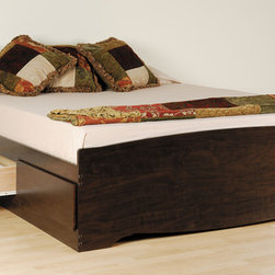 Prepac Platform Storage Bed with 6 Drawers in Espresso - Platform Beds
