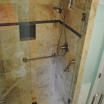 Master Bathroom Remodel with Maple Portico Cabinets in Suede and Polystone Sand