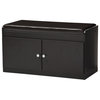 Margaret Wood 2-Door Shoe Cabinet With Faux Leather Seating Bench, Dark Brown