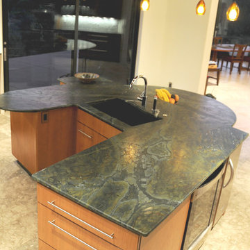 Amazon Jungle Leathered Granite Kitchen Countertops