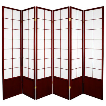 6' Tall Zen Shoji Screen, Rosewood, 6 Panels
