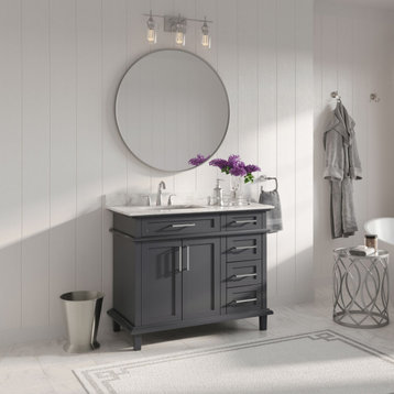 The Helm Bathroom Vanity, Gray, 42", Single Sink, Freestanding