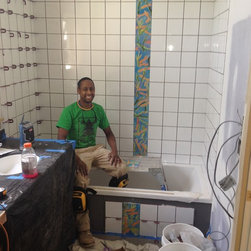 bathroom with hand painted tiles - Tile