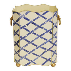 Worlds Away - Worlds Away Lion Handle Square Wastebasket - Wastebaskets