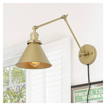 Transitional Swing Arm Wall Lamp Adjustable Wall Sconces Plug-in Sconces
