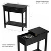 Flip Top End Table-Slim Side Console With Storage and Lower Shelf