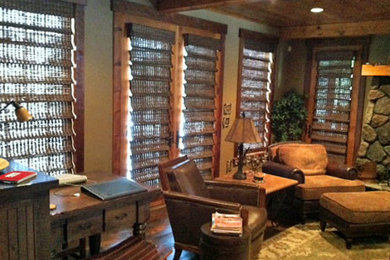 Inspiration for a rustic living room remodel in Minneapolis