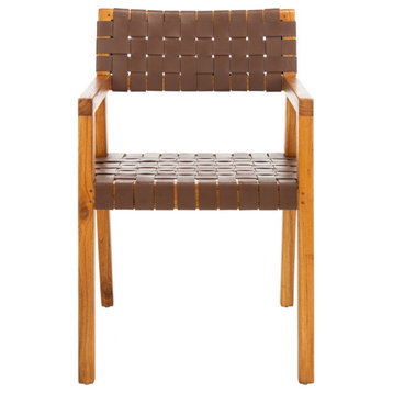 Salinda Leather Dining Chair Set of 2 Cognac / Natural