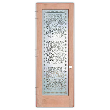 Pantry Door - Victorian Lace - Cherry - 30" x 80" - Knob on Right - Push Open