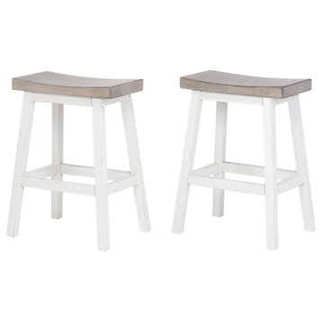 Pilaster Designs Millport Counter Height Backless Bar Stools, White