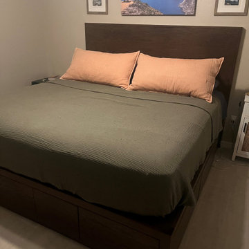 King Flat Headboard and Bed Pedestal with Drawers