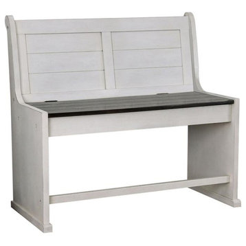Furniture of America Chester Rustic Wood Storage Counter Height Bench in White