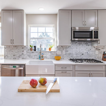 Kitchen Remodeled With White Countertop, Wooden Floor, Big Cabinet Space,Bristow
