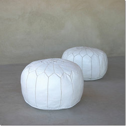 Moroccan Leather Pouf - Floor Pillows And Poufs