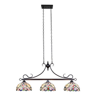 Chloe Lighting Grenville Victorian-Style Dark Bronze 3 Light Island Pendant 47" - Victorian ...