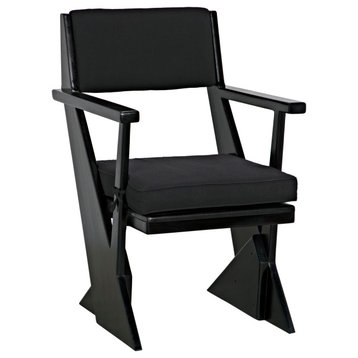 Madoc Dining Chair, Black Charcoal, Black Cotton Fabric, 24"H
