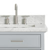 Kensington 61" Double Bath Vanity Rectangle Sink in Grey with Carrara Marble Top