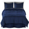 Comforter, Sheet, and Bed Skirt, 6 Piece Set, Dark Blue, Gray, Dark Blue, Twin