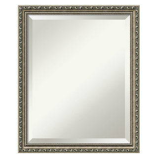 Framed Vanity Mirror | Bathroom Mirrors for Wall | Parisian Silver Mirror Frame