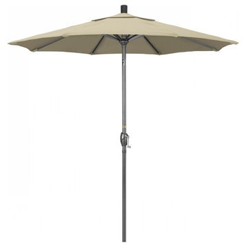 7.5' Patio Umbrella Grey Pole Push Button Tilt Crank Lift Pacifica, Beige