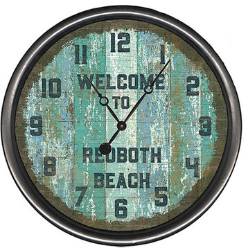 Welcome To Round Vintage Clock, 23"