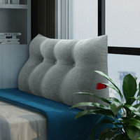 Bed Rest Reading Wedge Pillow for Headboard Daybed Dorm Light Gray Linen Blend, 39x20x8