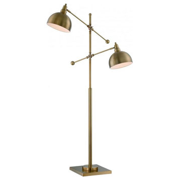 2 Light Floor Lamp With Brushed Brass Finish