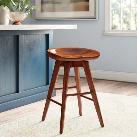24" Bali Swivel Stool, Walnut
