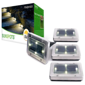 Outdoor Weatherproof Solar LED in Ground or Mount Lights, 4 Pack