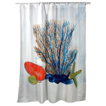 Betsy Drake Coral & Shells Shower Curtain