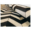6 x 9 Ft. | Black & White Chevron Design, Natural White Hair on Leather Carpet,