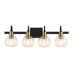Marais Iron LED Vanity Light, Black/Gold , 4 Bulb