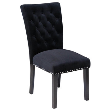 The Eleanor Dining Chair, Black, Velvet, Set of 2