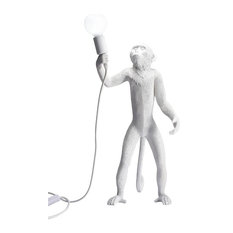 Monkey Table Lamp, Stand, White