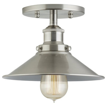 Andante Industrial Semi Flushmount Ceiling Lamp, Brushed Nickel