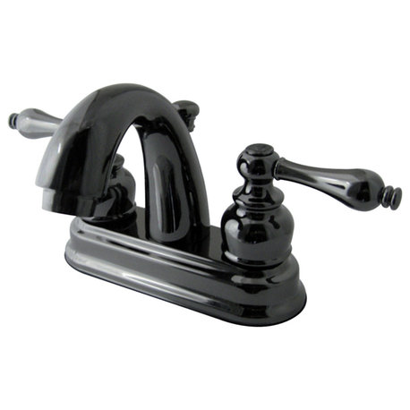 Kingston 4" Centerset Bathroom Faucet w/Retail Pop-Up, Black Stainless Steel