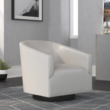 Geneva Charcoal Wood Base Swivel Chair, Dove Gray