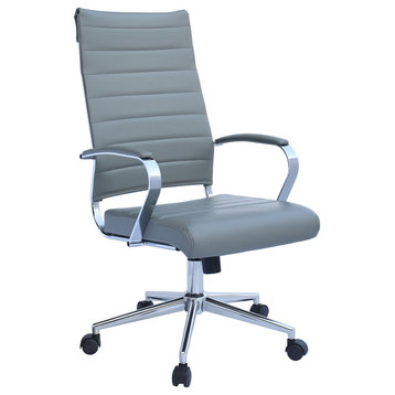 Ergonomic High Back Swivel Boss Ribbed PU Leather Office Chair Modern, Gray