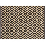 Bareens Designer Rugs - Modern Turkish Kilim Carman Hand-Woven Wool Rug - 5'10'' x 7'7'' - Elevate the elegance of your home with this stunning hand-woven tribal Kilim wool rug. Meticulously crafted on a loom by the Nomad Turkman people using hand-spun wool and 100% natural vegetable dyes, these rugs are recognized for their repetitive geometric patterns, incorporating naturalistic floral and traditional designs. The contemporary fashion palette results in bold, sharp patterns that are incredibly versatile, as the pattern is the same on both sides. These reversible rugs feature a lighter shade on one side and brighter colors on the other, providing versatility according to preference. These unique rugs are made by knotting short strands of different colors onto the warps and securing them by tightly pressing the wefts. The designs are created by interweaving the various colored wefts and warps. Kilims are known for their exceptional durability and versatility, making them truly unique rugs.  Product Details    Rug Size: 5'10'' x 7'7''  Material: 100% Wool  Style: Kilim, Flat Weave, Dhurrie, Turkish, Southwestern, Rustic, Tribal  Colors: Black, Natural  Weave Type: Hand-Woven, Handmade  Pile Height: Less than 0.25 inch